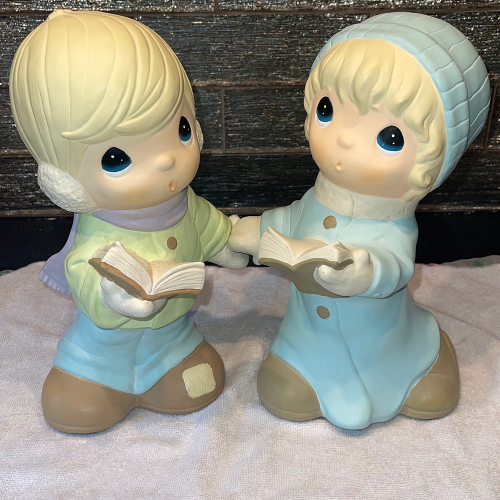Precious Moments Figurines in Cream and Blue